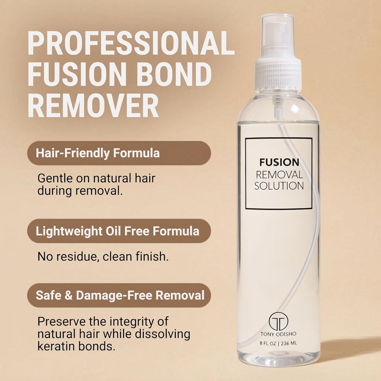 Hair Extension Remover - Fusion Extensions Solvent - Gentle, Effective Bond Breakdown Solution - Keratin Bond Solvent for Professional Use - Non Oily, Clean Finish - 8oz