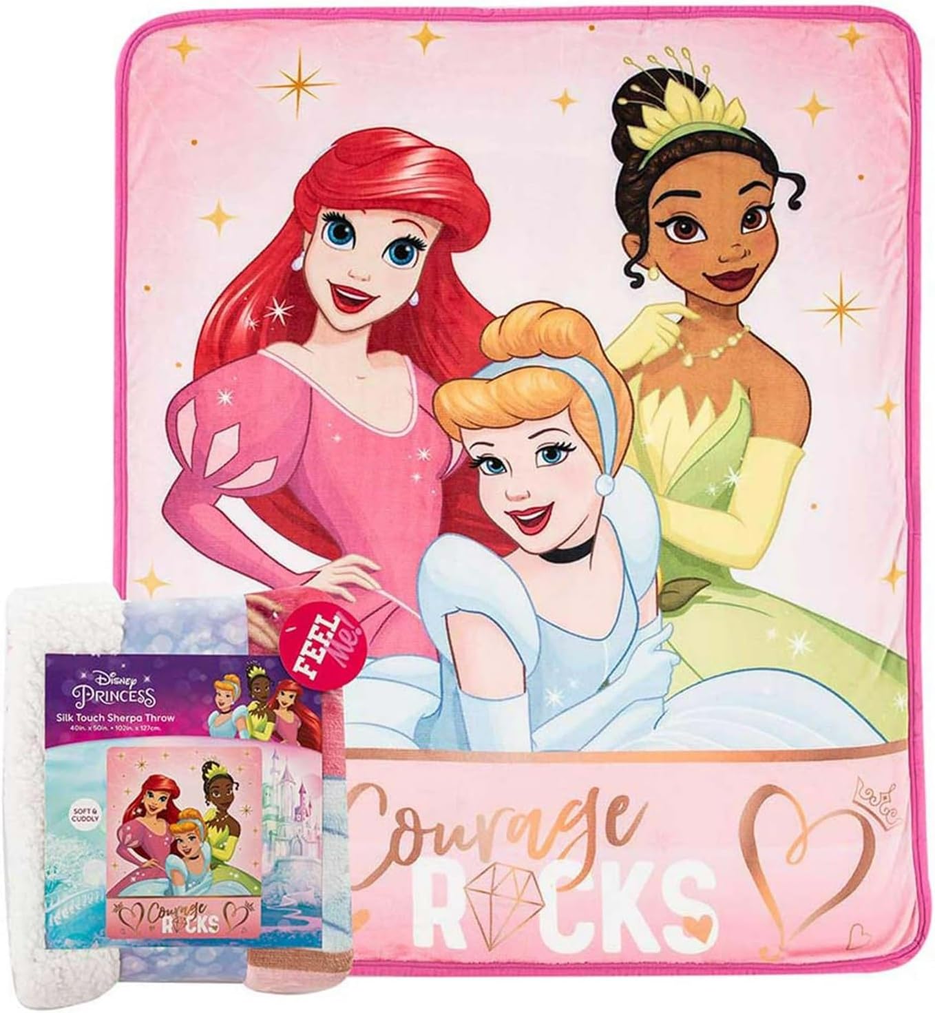 NORTHWEST Disney Princess Silk Touch Sherpa Throw Blanket, 40" x 50", Rocking Princesses - Image 4
