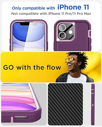 Miniatura 10 de AICase Funda para iPhone 11 con protector de pantalla de vidrio, protección contra caídas de alta resistencia, cuerpo completo, resistente a prueba