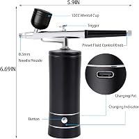 Awsuc Vezeték Nélküli Airbrush Készlet Kompresszorral - Hordozható, Újratölthető Festékszóró Körömdíszítéshez és Modellezéshez, USB Töltés,  8