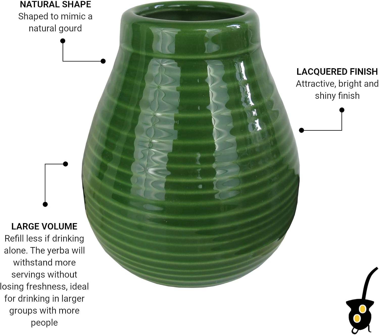 Gaucho Bruno Large Ceramic Yerba Mate Cup, Reusable, Slip-Proof Gripping and Easy Cleaning, Retains Heat, Ideal for Teabags - Image 5