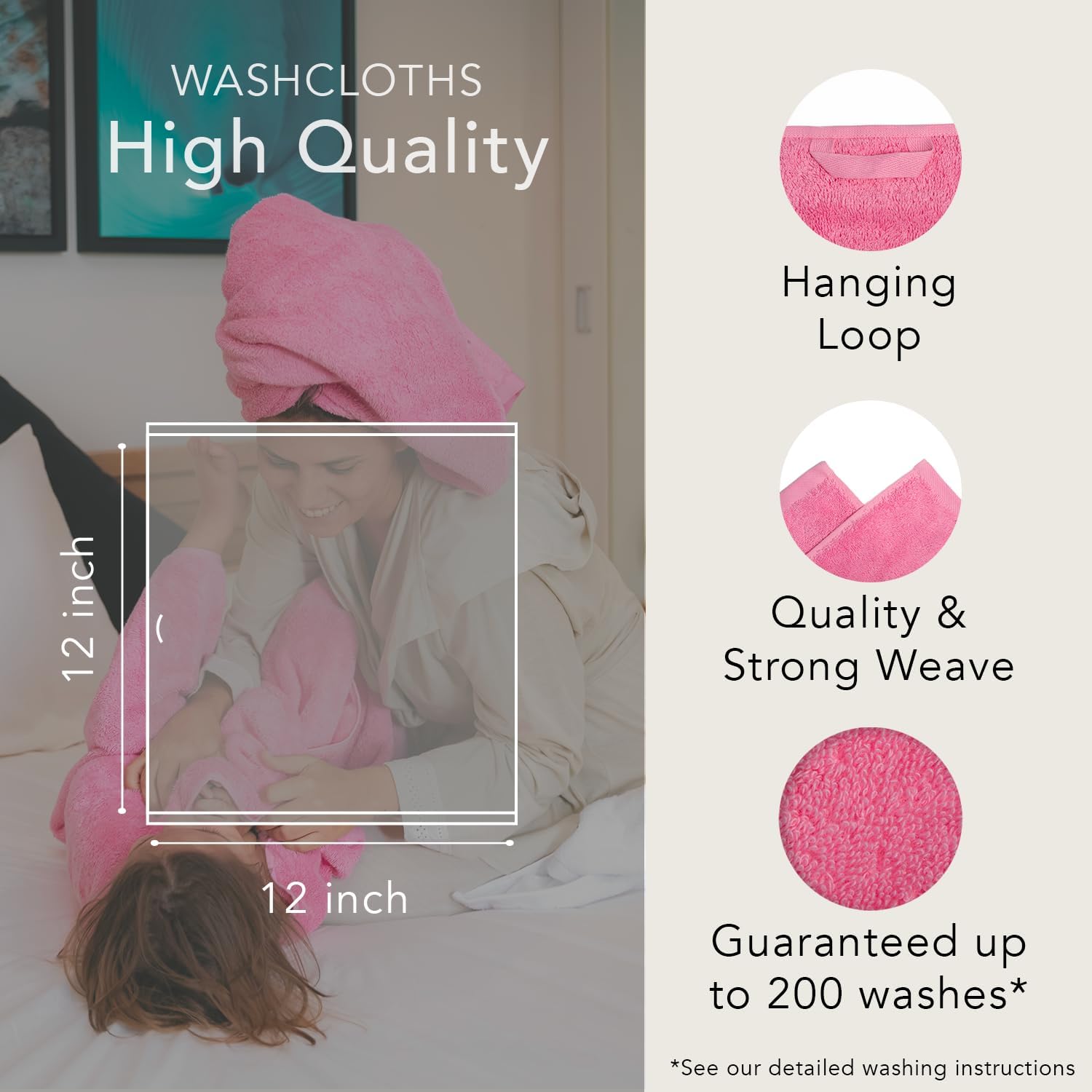 Ôhm - Terry Cloth Towel Set - Extra Fluffy & Soft - 2 Bath Towels 27x54 Inch + 2 Hand Towels 16x28 + 4 Washcloths 12x12 - Hotel & Spa Turkish Cotton & Oeko-TEX Certified - Pink