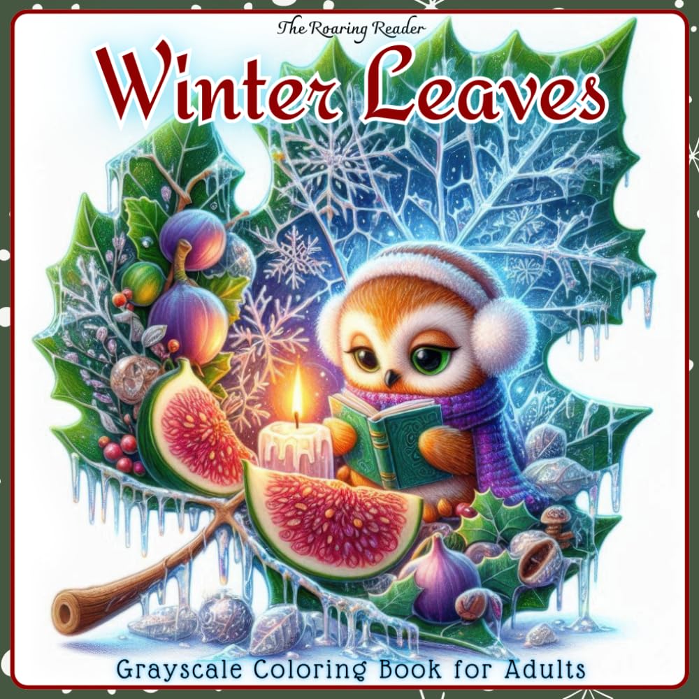 Winter Leaves Grayscale Coloring Book for Adults: Cozy Christmas Scenes Hidden Inside Winter Leaves – 52 Whimsical Grayscale Illustrations of Cute ... (Whimsical Holiday Coloring Series)