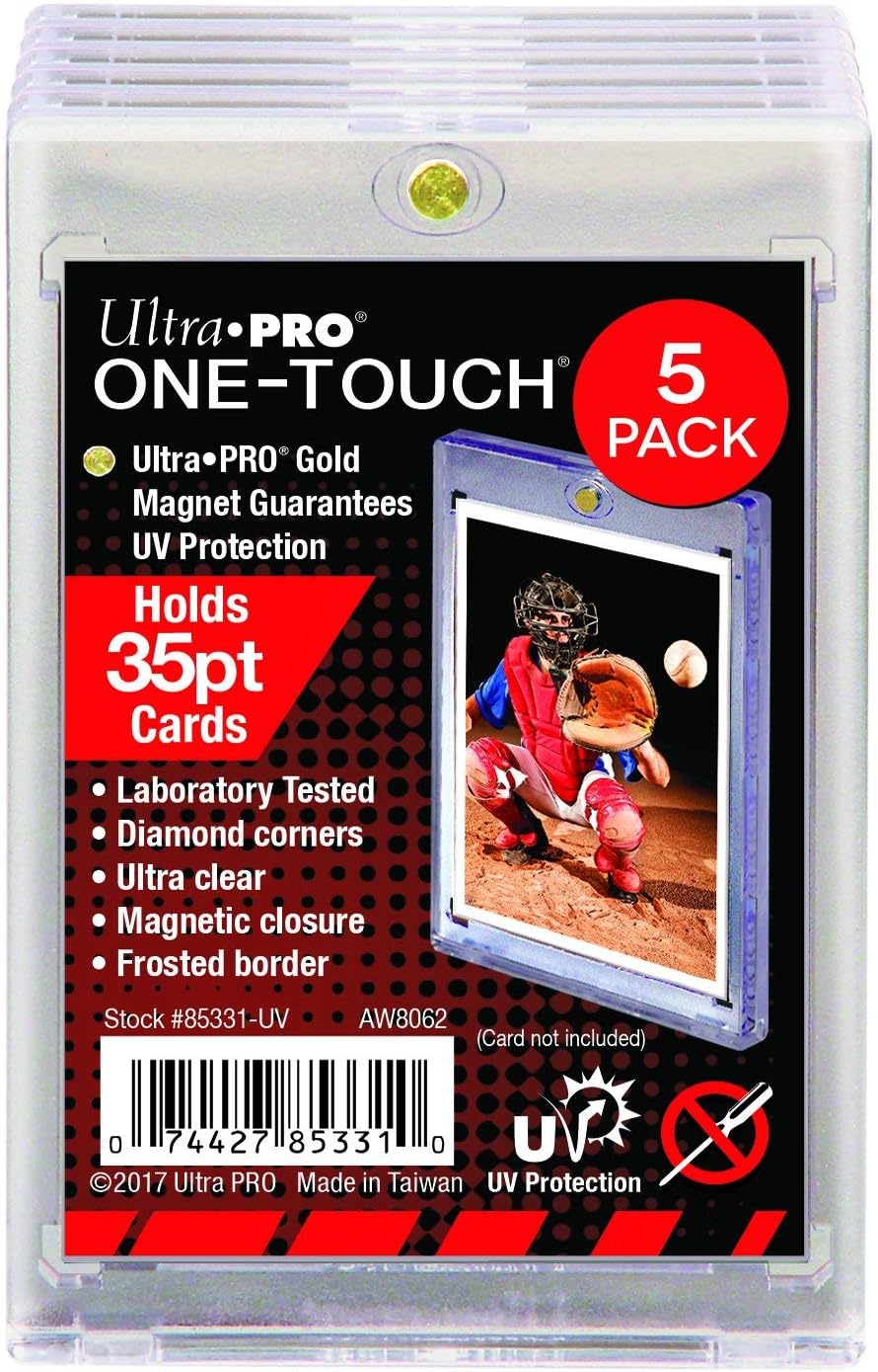 5 Pack Bundle Ultra Pro 35pt (35 Point) One Touch Magnetic Card Holders Compatible with Topps Donruss Panini Upper Deck Fleer Standard Thickness Trading Cards