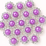 NingPower 200 Piezas Diamantes De Imitación De Perla Redonda, Gema De Cristal Artificial De 12mm, Adecuada para Proyectos De Manualidades, Accesorios De Coser, Base Plateada, Púrpura