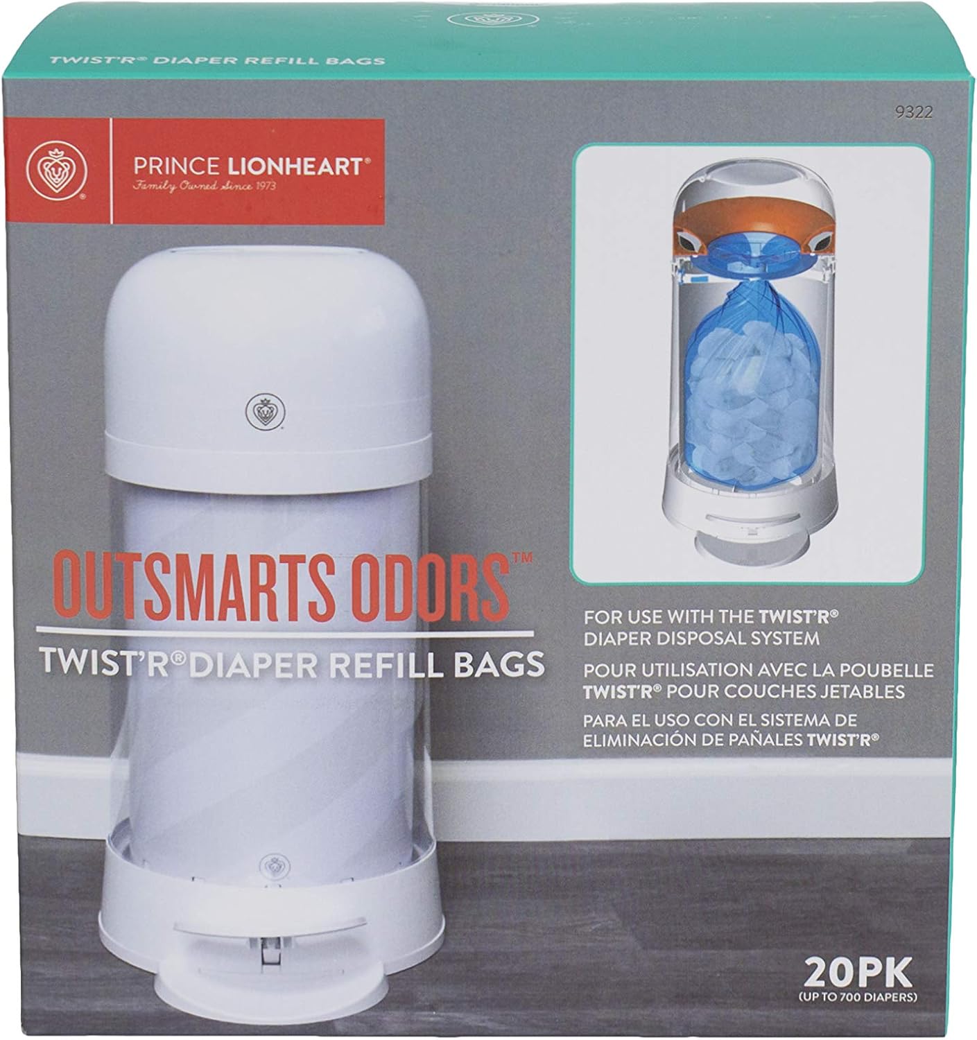 Prince Lionheart Twister Nappy Disposal System Refill Bags, Pack of 20