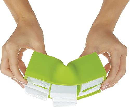 Miniatura 2 de ZOKU Bandejas gigantes para cubitos de hielo, juego de 2, bandejas apilables de silicona con tapas que protegen el sabor, de fácil liberación, sin