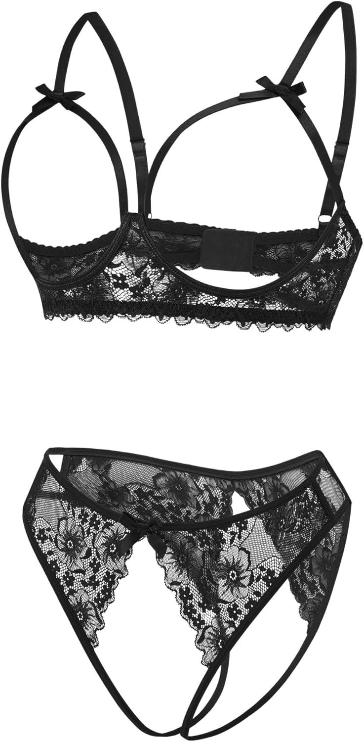 Avidlove Women's Exotic Lingerie Sets Naughty 2 Pieces Bra Panty Set Sexy Cutout Lace Lingerie - Image 5