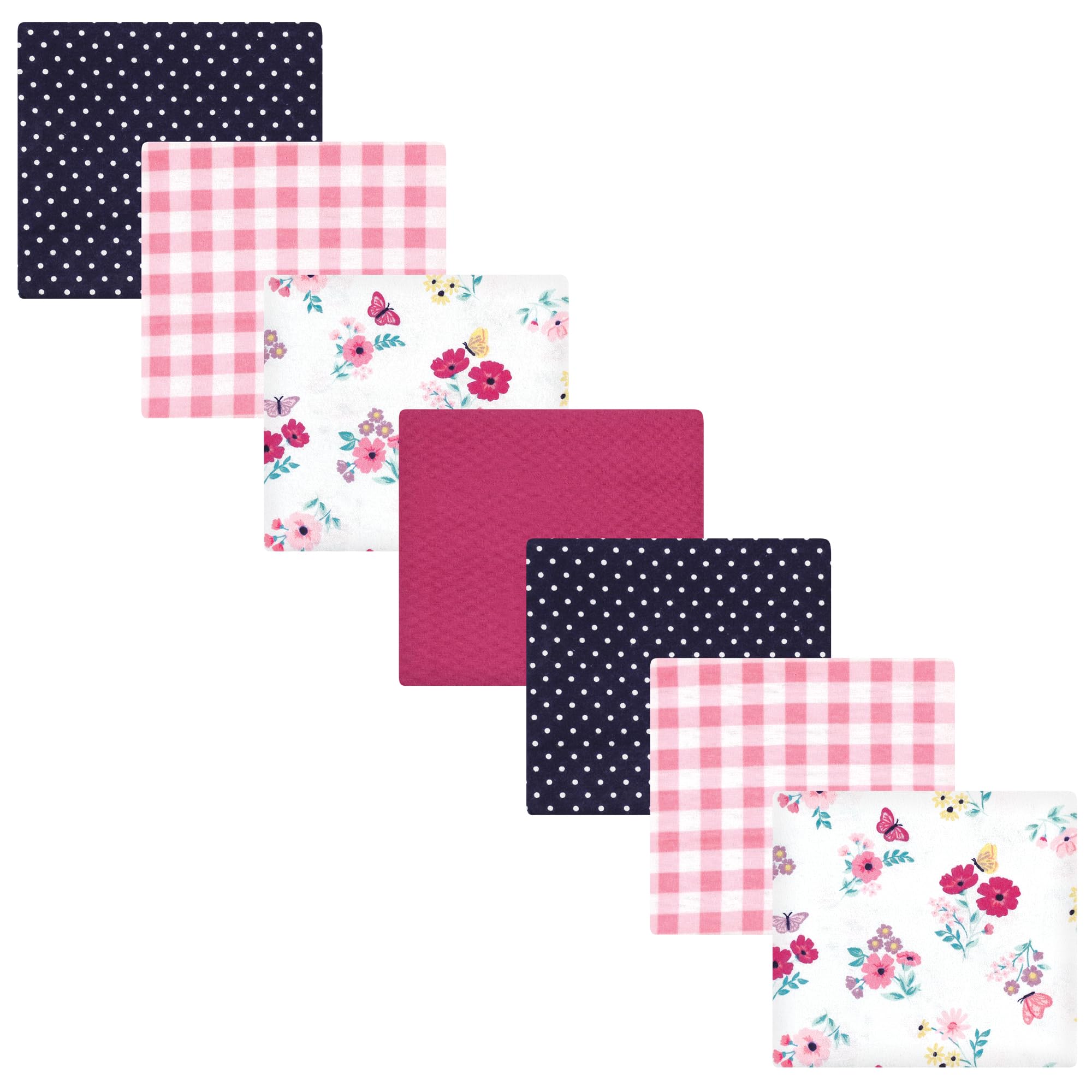 Hudson Baby Unisex Baby Cotton Poly Flannel Receiving Blankets Bundle, Butterfly Floral, One Size