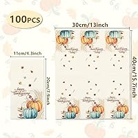 Vista 5 de Hioasis 100 servilletas de otoño, 3 capas desechables estilo calabaza de Acción de Gracias, suministros de fiesta de otoño de cosecha de otoño