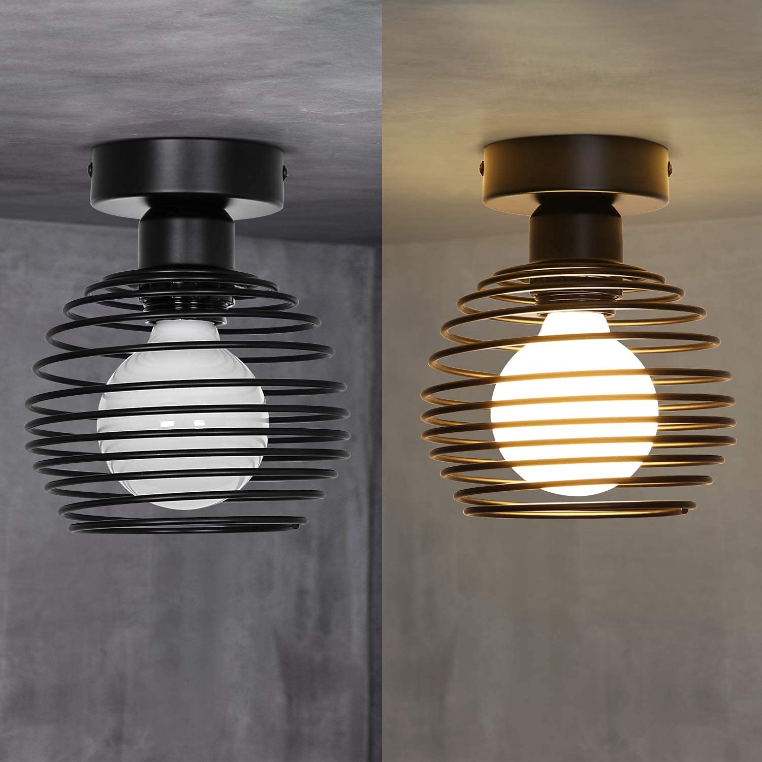ZMH 3er Vintage Deckenleuchte Retro Schwarze Deckenlampe E27 Lampenfassung