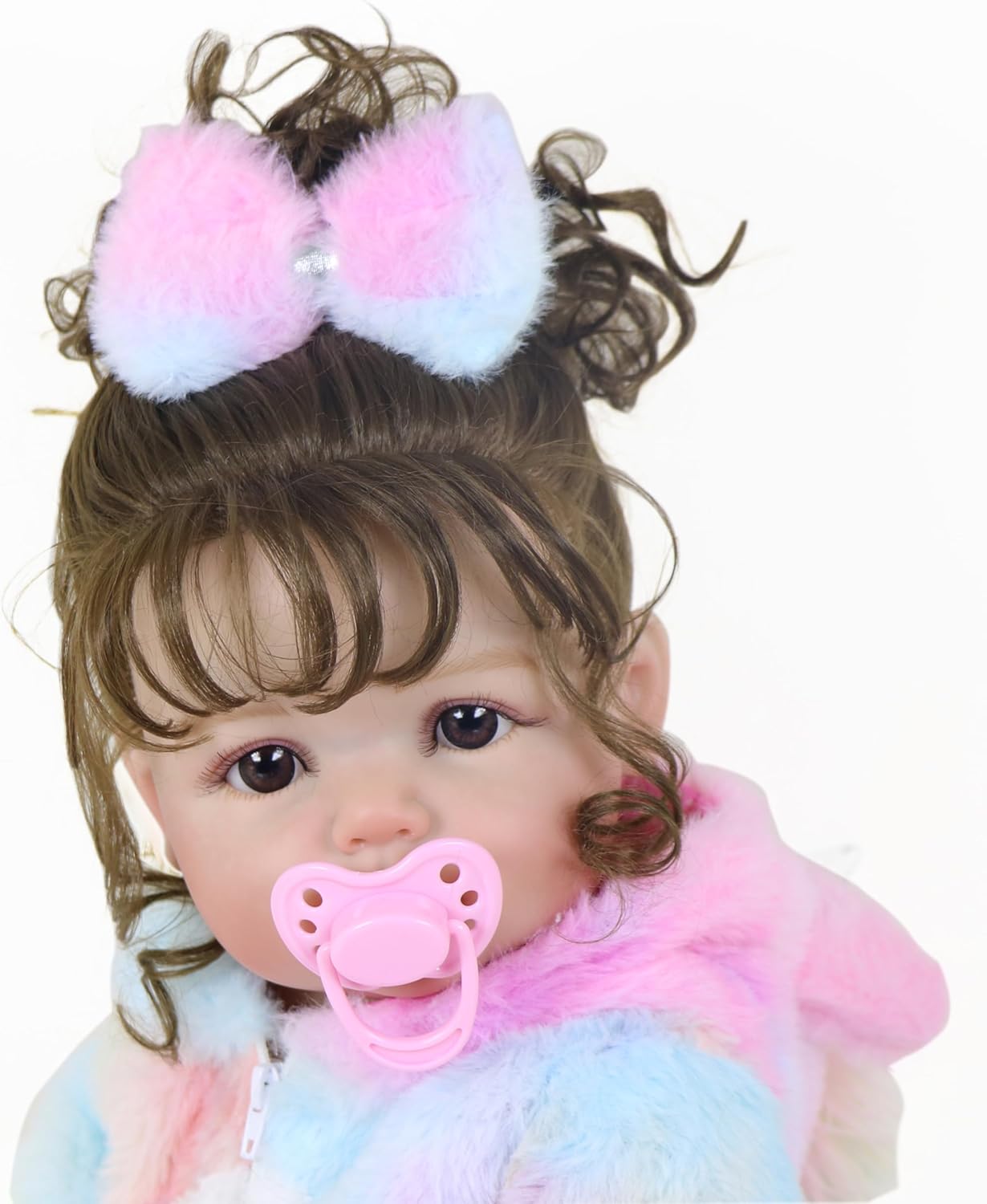 Rainbow Unicorn Baby – 22" Realistic Reborn Toddler Doll w/Soft Full Vinyl Body, 3D Painted Facial Veins, Rooted Brown Hair & Unicorn Outfit – Gift Set w/Pacifier, Bottle & Accessories - Age 3+