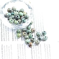 Vista 3 de AD Beads Cuentas de gema natural de 8 mm redondas sueltas con gran agujero de 2,5 mm, 40 piezas (turquesa africana)
