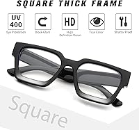 Vista 4 de Braylenz - Lentes de luz azul con marco grueso cuadrado para hombres y mujeres, lentes transparentes para computadora