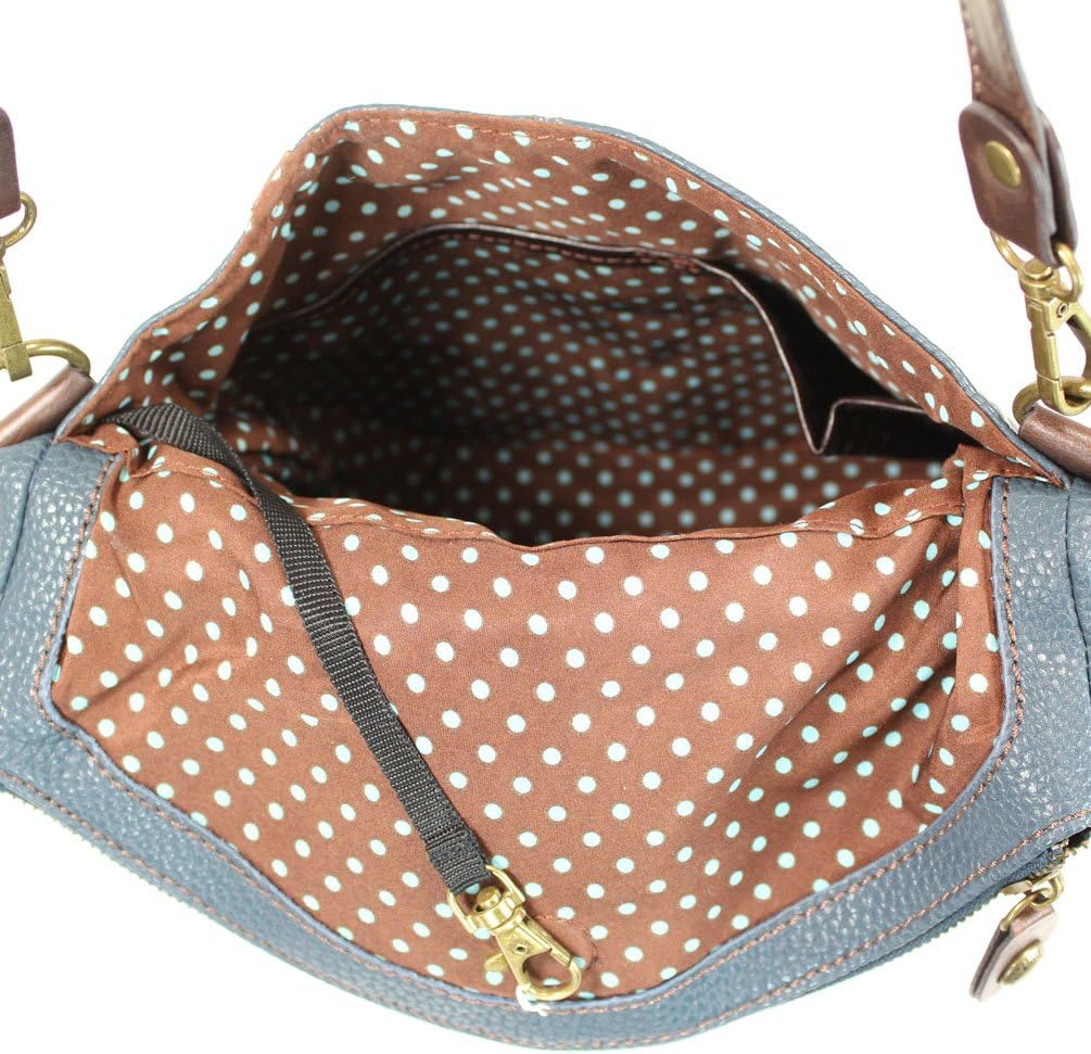 CHALA Vegan Leather Charming Crossbody Handbag with Sunflower Key Fob and Mini Wallet (Brown_ Ivory Cat Combo)