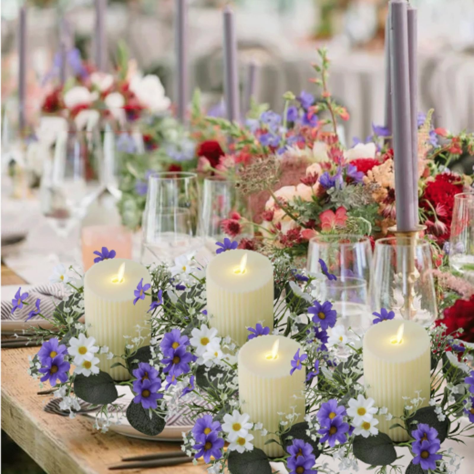 Anillos De Vela De Primavera Y Verano, Coronas Florales De 6 Pulgadas,  Margaritas Y Girasoles, Flores, image size:1600x1600