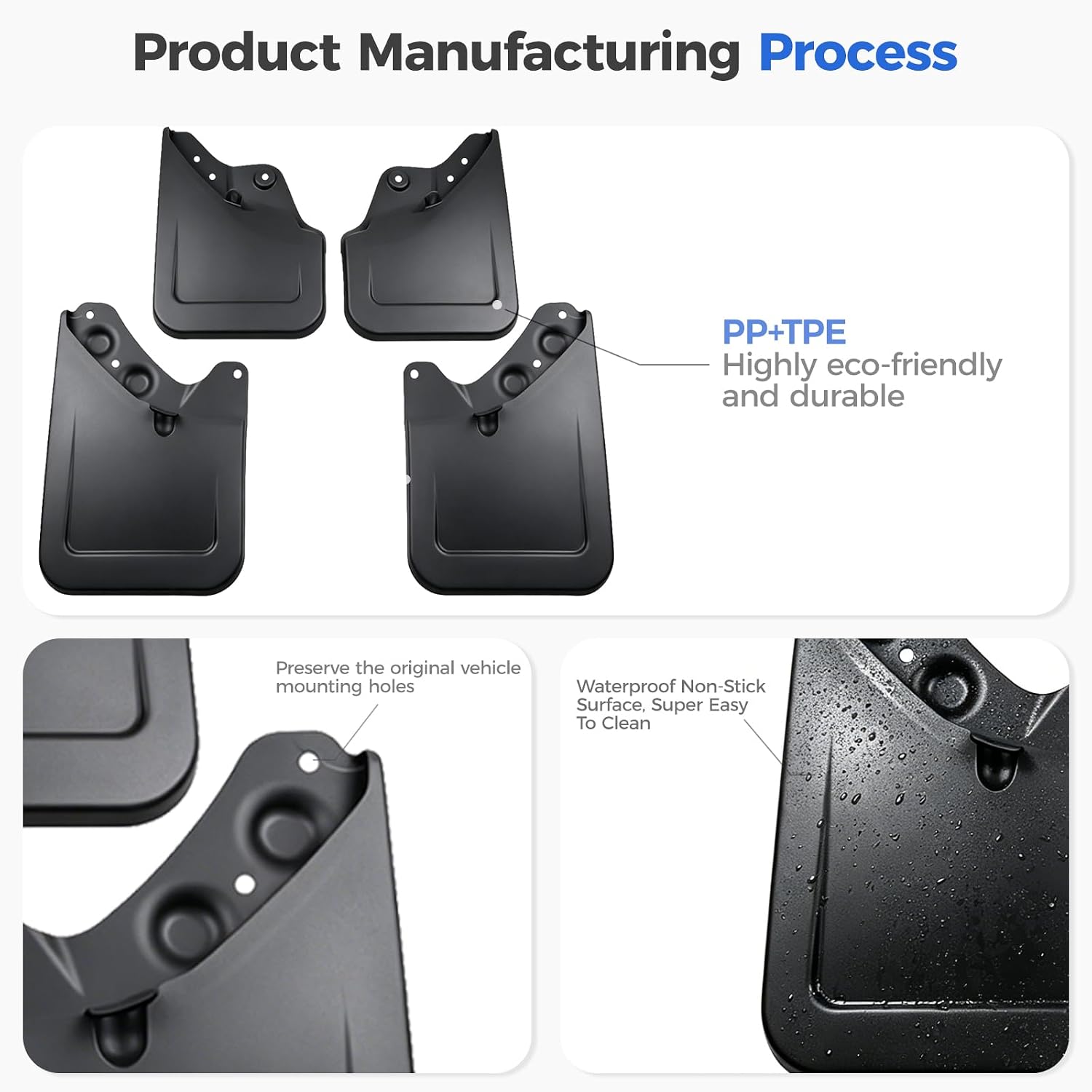 Mud Flaps Compatible with 2024-2026 Toyota Tacoma, PVC Front & Rear Splash Guards, No-Drill, All-Weather Protection, Black Exterior Tacoma Accessories