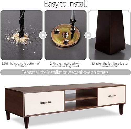 Miniatura 3 de TURSTIN Juego de 8 patas cuadradas de madera maciza de 8 pulgadas para sofá, patas de repuesto para sofá, patas de muebles de mediados de siglo para