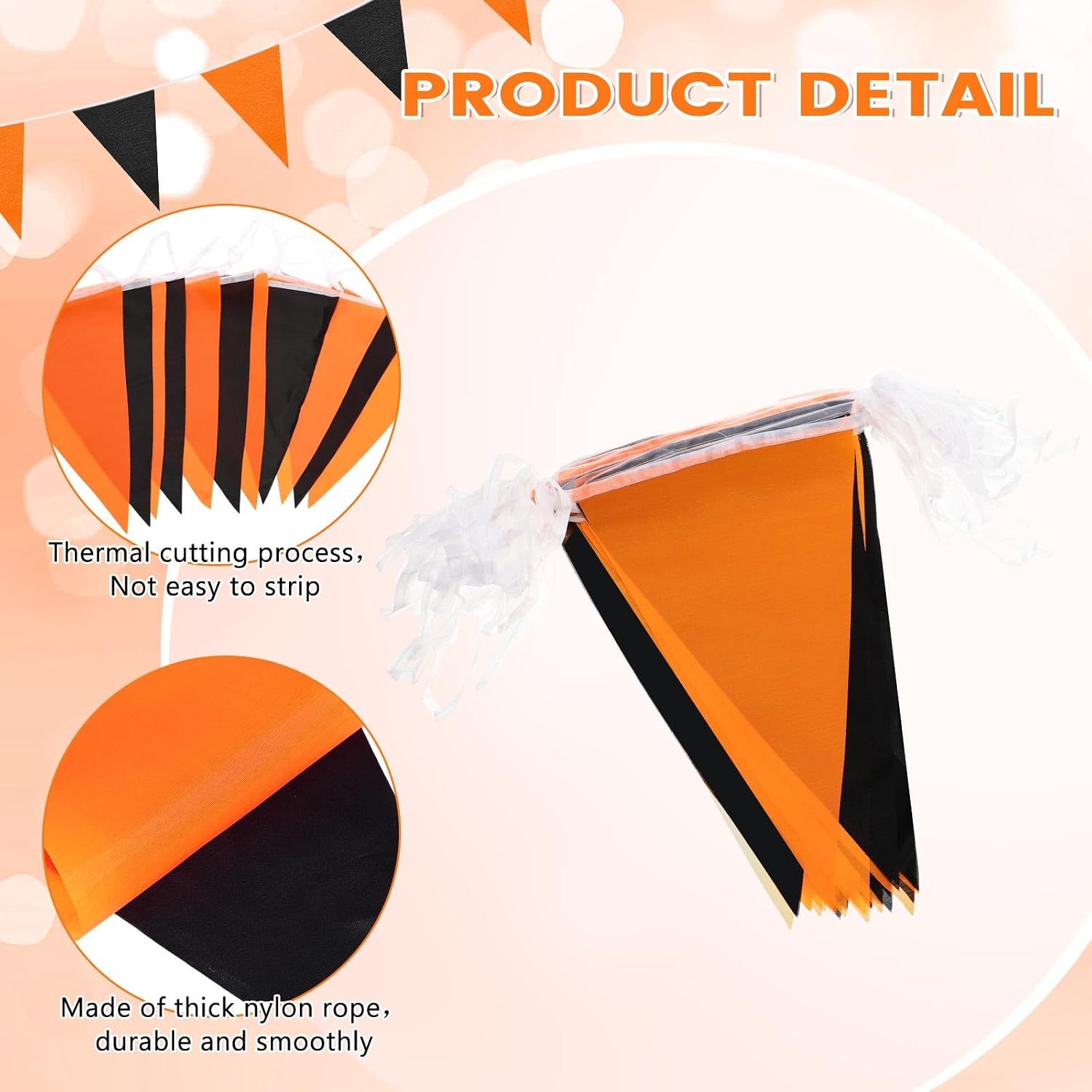 Hahafelt 100 Feet Pennant Banner 75 Triangle Flags String,Orange Black