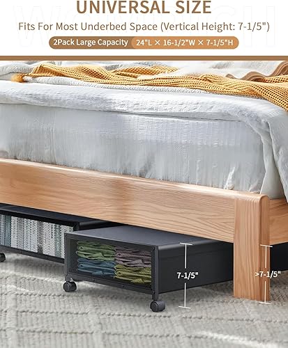 Miniatura 5 de Contenedores de almacenamiento debajo de la cama con ruedas, almacenamiento de zapatos debajo de la cama, cajones de almacenamiento debajo de la