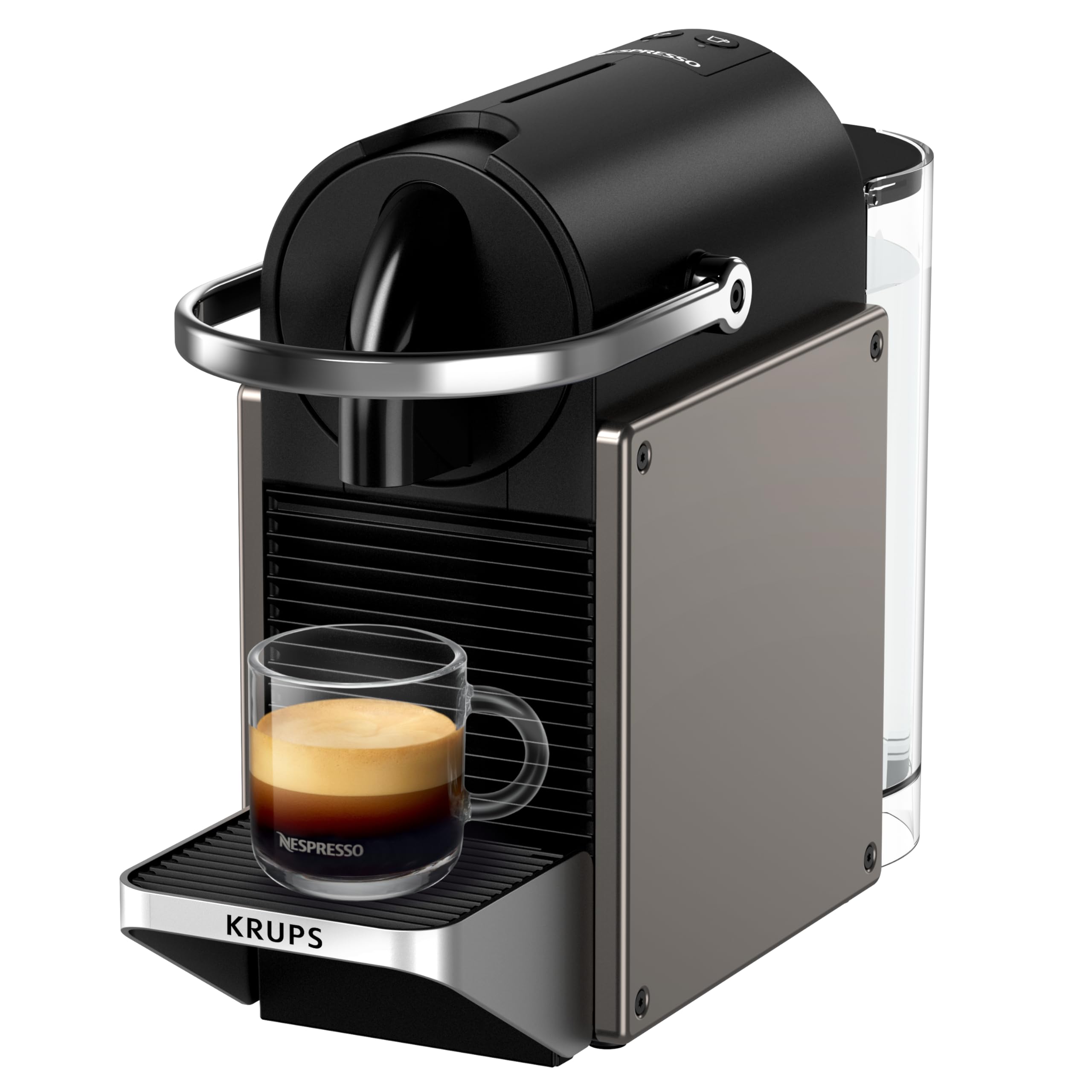 Krups XN306TK Nespresso Pixie Titan, ekspres do kawy, programowalne przepisy, 2 długości, automatyczne wyłączanie, 1260 W, 0,7 l