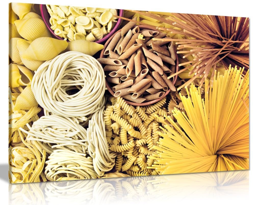 Panther Print Yellow Pasta Italian Kitchen Restaurant Canvas Wall Art Picture Print (36X24)