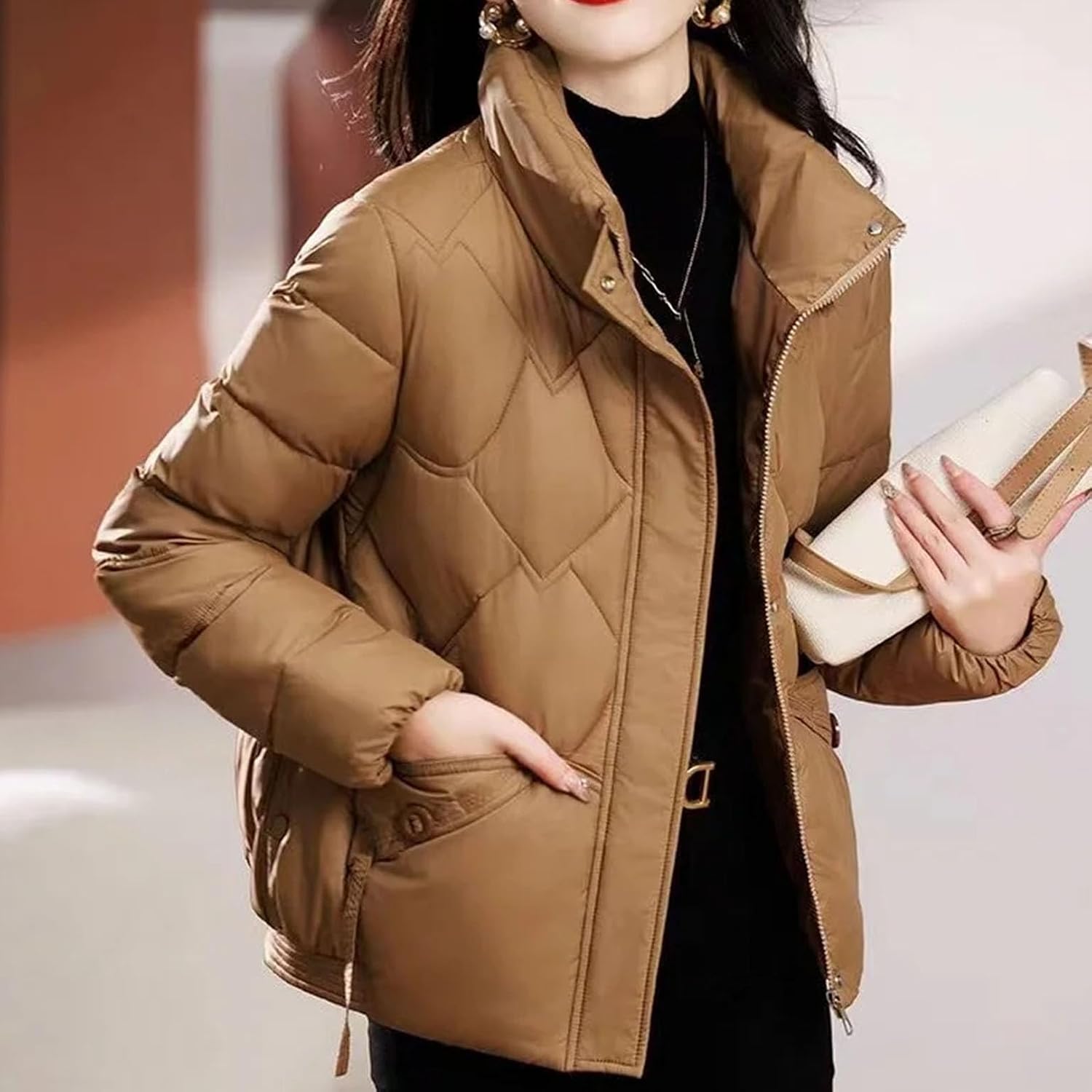 Women's Jacket Parkas Down Cotton Padded Short Coat Female Loose Casual Standing Collar Parka Outwear