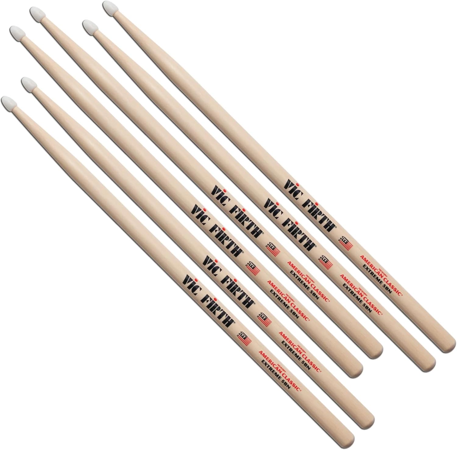Vic Firth American Classic X5BN Drumsticks - Pack of 3 Pairs