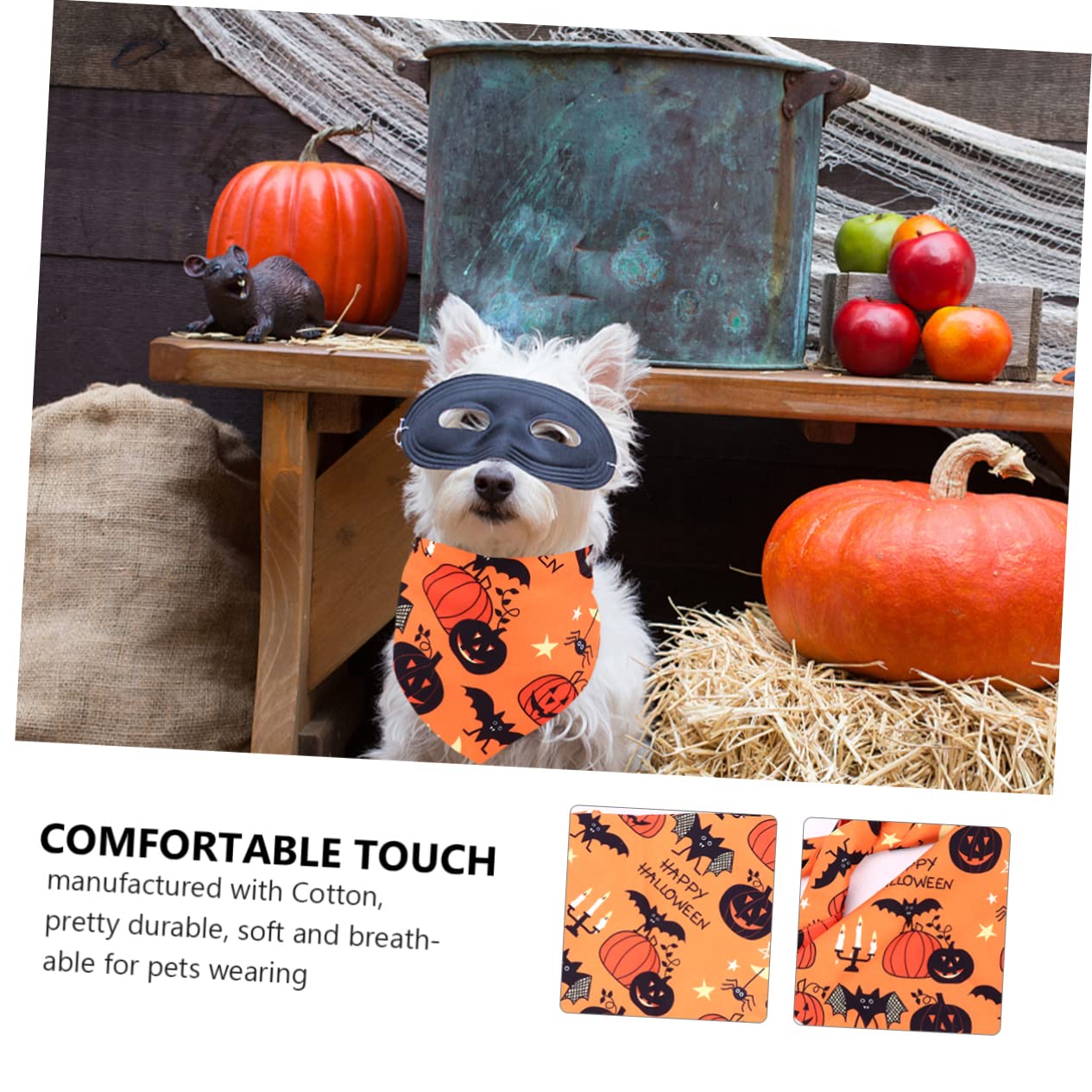 BESTonZON 6 Pièces Set de Bandanas pour Chien Respirant Écharpes Triangle Halloween avec Motifs Citrouille et Crâne Accessoires Cosplay pour Chiens Confortables et Faciles à Porter pour et