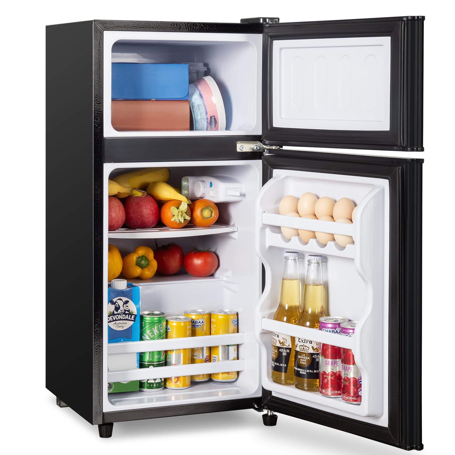 3.2 Cu.Ft Mini Fridge with Freezer, 7-Level Cooling Small Refrigerator