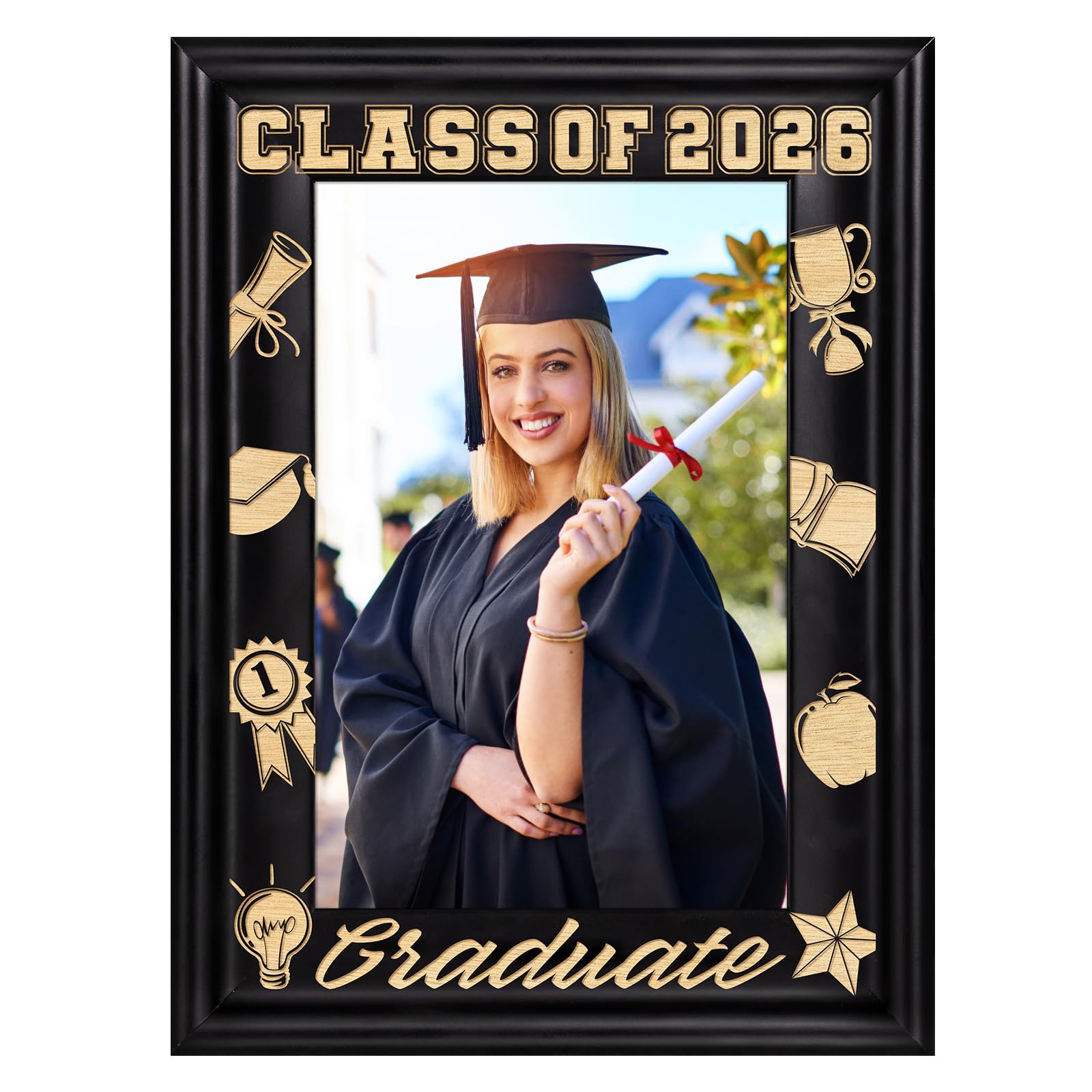 PETCEE 2026 Graduation Gifts Picture Frame - Class of 2026 Junior High School University College Graduation Photo Frames for Graduates Girls Boys Daughter Son for Her Him