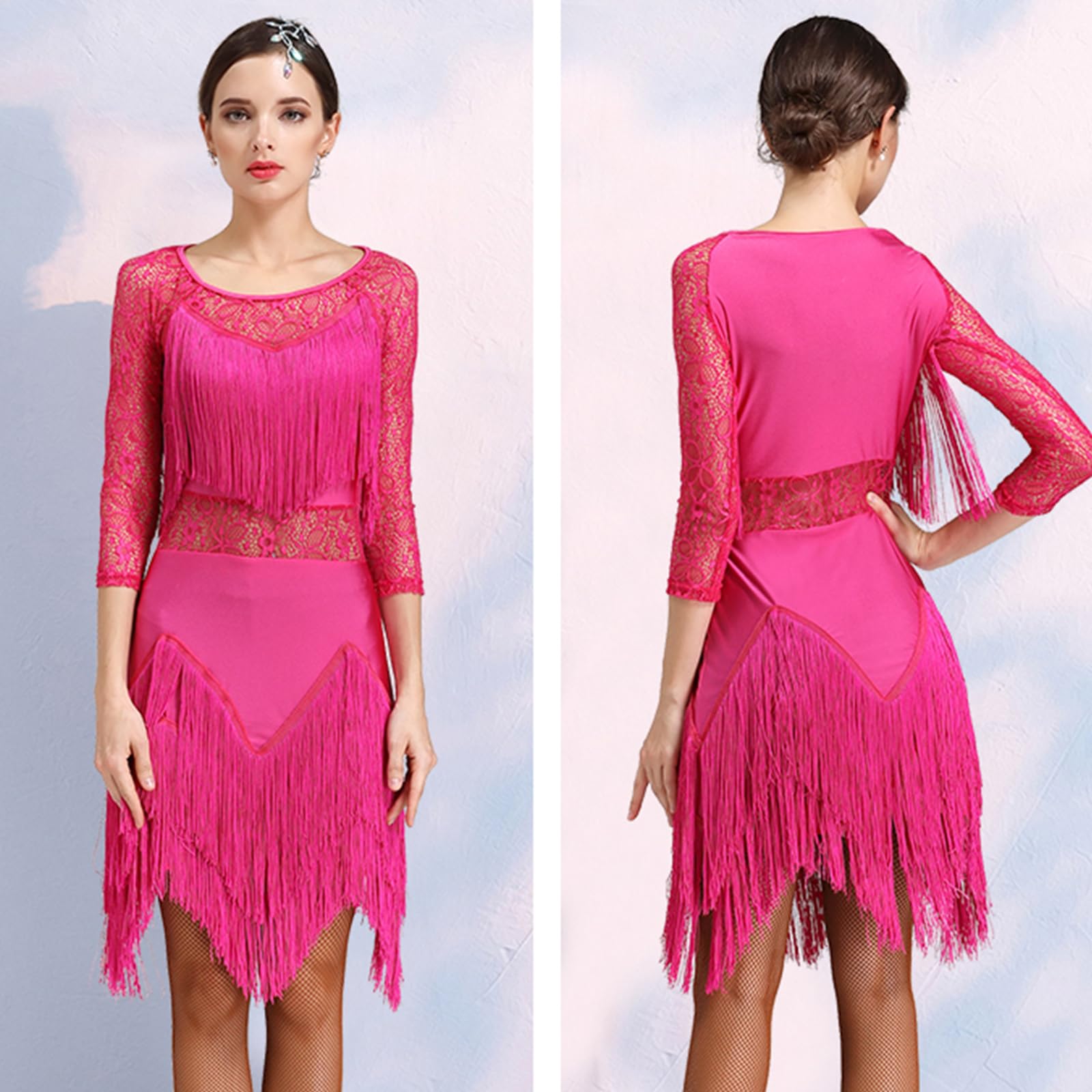 Lateinisches Tanzkleid Damen Fransen Latein Tanzkleider Für Frauen Latein Turnierkleid Ballsaal Rückenfrei Salsa Samba Rumba Chacha Kostüm Geschenke Für Frauen