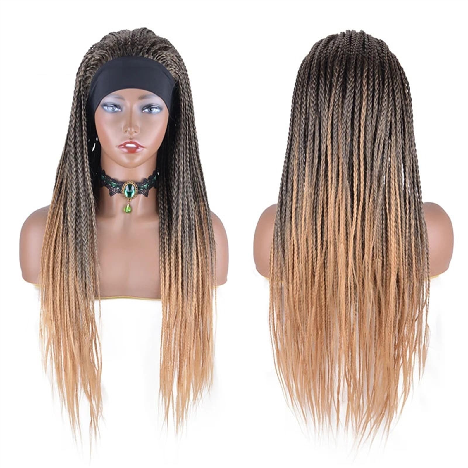 Peruka damska Peruki dla Afro czarnych kobiet długie proste syntetyczne warkocze plecione w pudełku peruki 26 ''wysokiej jakości syntetyczne warkocze Twist Peruki ludzkie(Headband 1B-27)