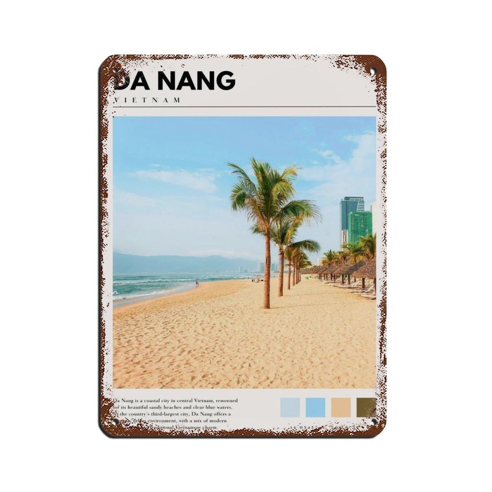 Da Nang Vietnam Poster Vietnam Art Tin Sign Vintage Metal Pub Club Cafe Bar Home Wall Art Decoration Poster Retro 12x16inch(30x40cm)