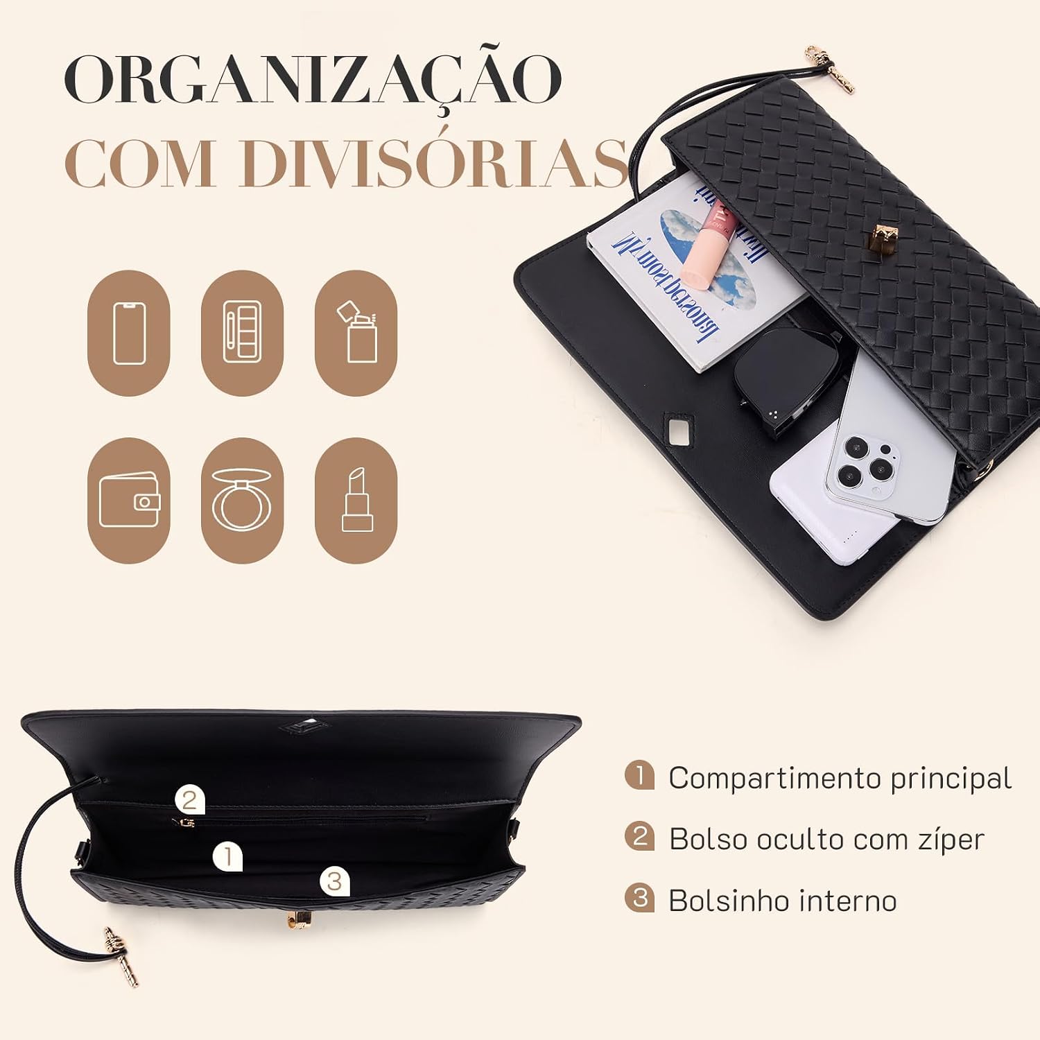 Romantic Crown Bolsa Feminina Transversal Artesanal Trançada Couro Vegano Romantic Crown Bolsa Feminina Transversal Artesanal Trançada Couro Vegano