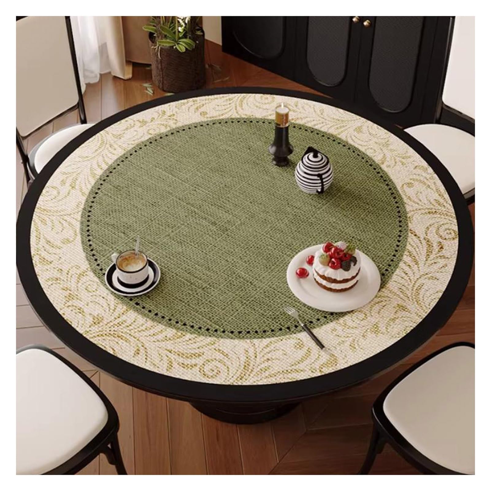 Housse de table ronde en cuir imperméable pour salle à manger et meubles en bois