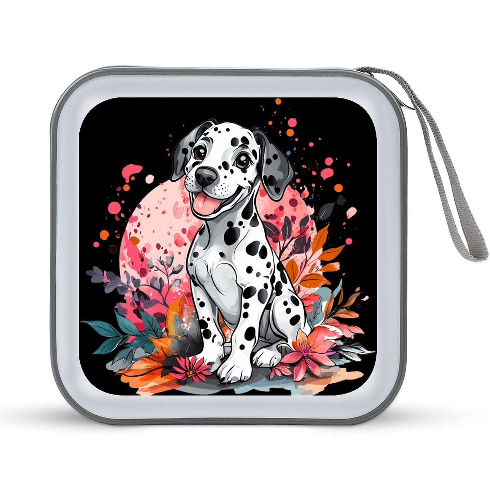 Dalmatian Dog CD Case Plastic DVD Case Holder Wallet Disc Storage Organizer for Car Travel