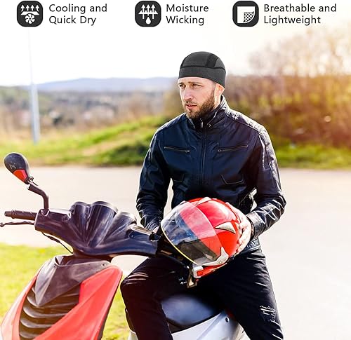 Miniatura 6 de Skull Cap Helmet Liner Beanie, Cooling Mesh Cycling Running Hat for Men Women, Fits Under Helmets