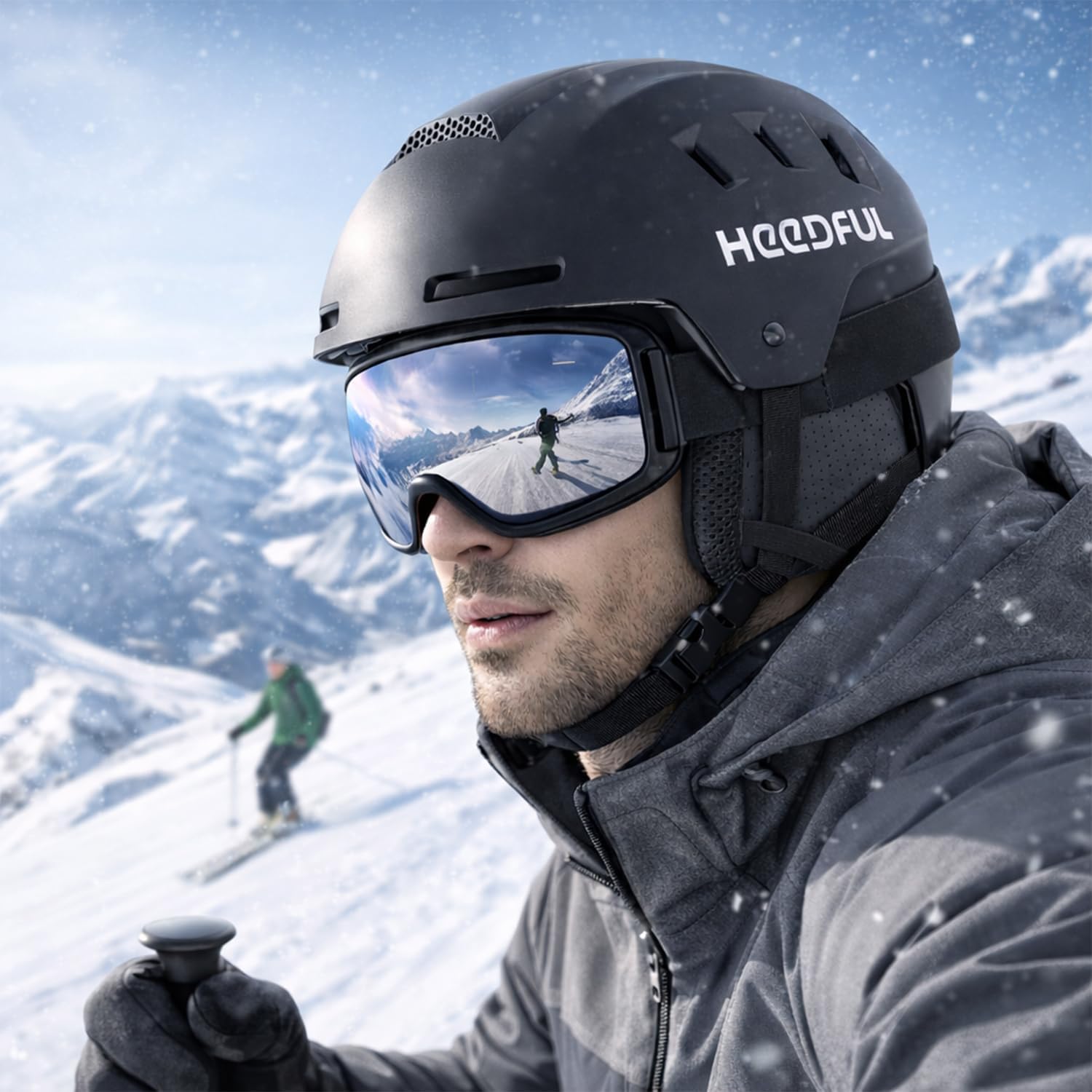 Ski Helmet, Snowboard Helmet for Men Women Adults, Impact-Resistant PC Shell & Shock-Absorbing EPS Foam, 6 Vents Adjustable Snow Sports Helmet for Youth, Lightweight & Warm (Matte Black)