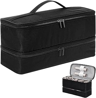Saco de ferramentas para o cabelo, saco de viagem para o cabelo | malas de viagem para o cabelo de camada dupla | bolsa de acessórios para o cabelo, organizador de armazenamento de, Preto