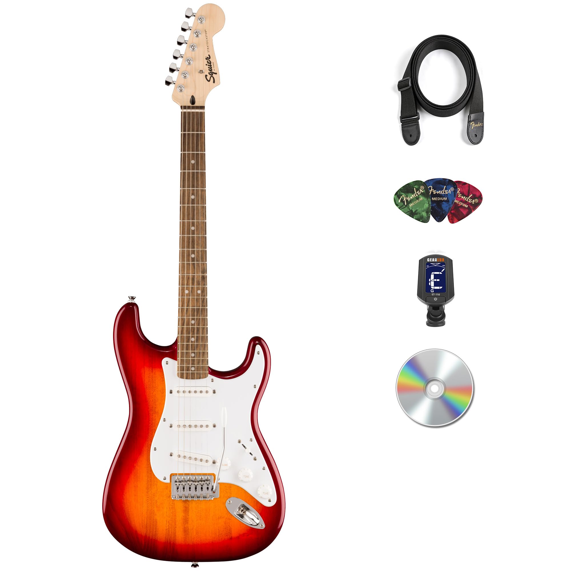 Fender Squier Sonic Stratocaster - Sienna Sunburst Bundle with Tuner, Strap, Picks, and Austin Bazaar Instructional DVD