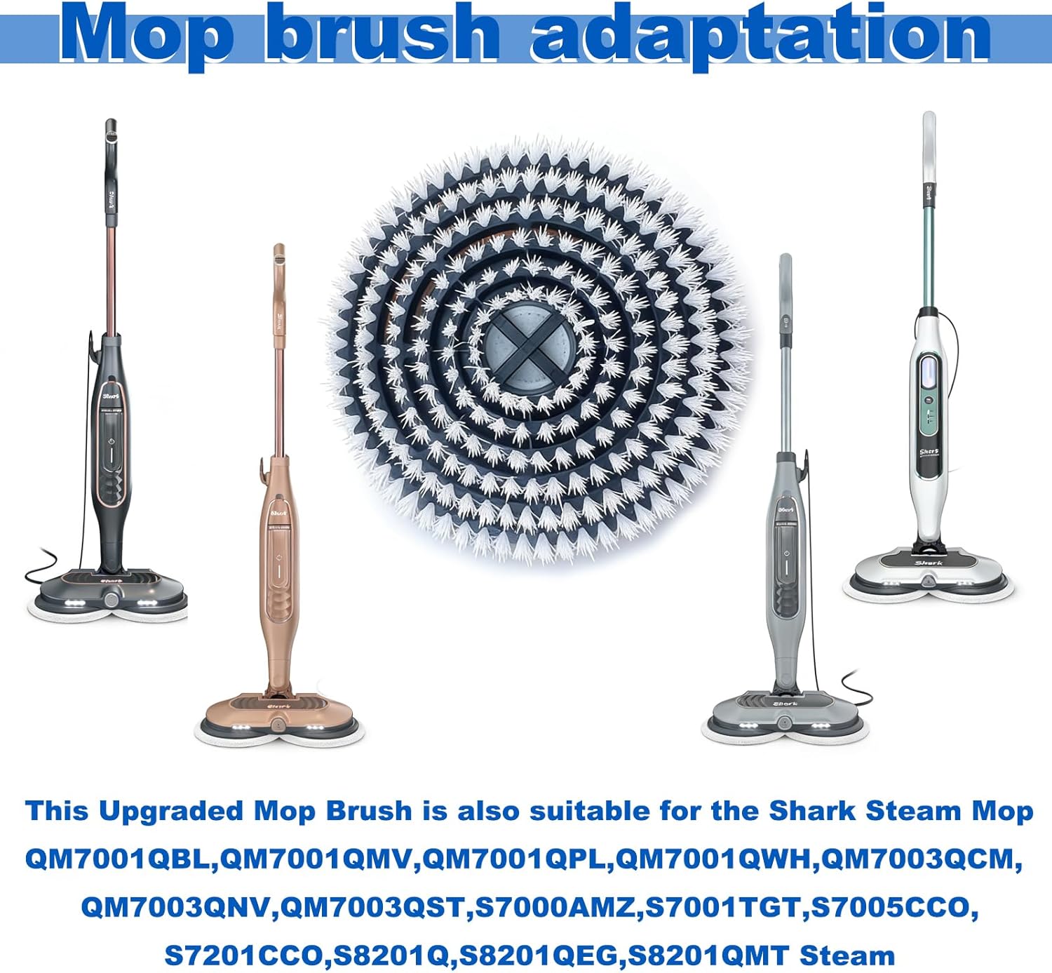 2-Pack Replacement Brush Heads for Shark S7000/S7001/S7005/S7201/S8000/S8001/S8201 Steam Mop, Professional Deep Cleaning & Polishing Pads for Hard Floors