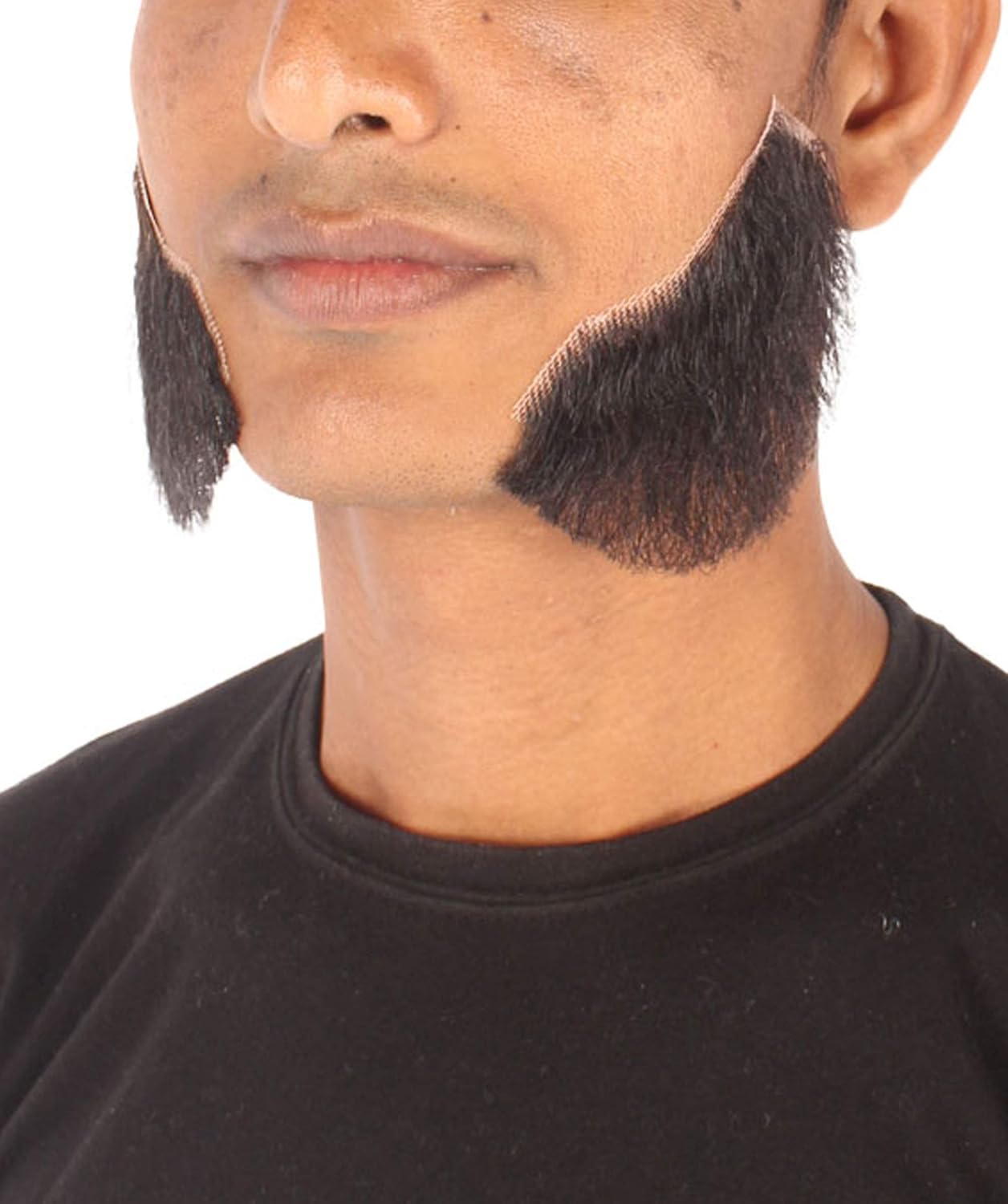HPO Men's Human Hair Side Burns Cosplay Facial Hair (Black)