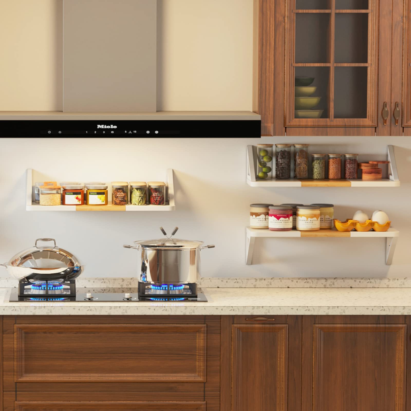 MARTY Wall Floating Shelves Wood White 24 inch Set of 2 Wall Storage for Bedroom Bathroom Wall Mounted Shelves Book Shef Bracket Hanging Corner Shelf Decor for Living Room Office Kitchen