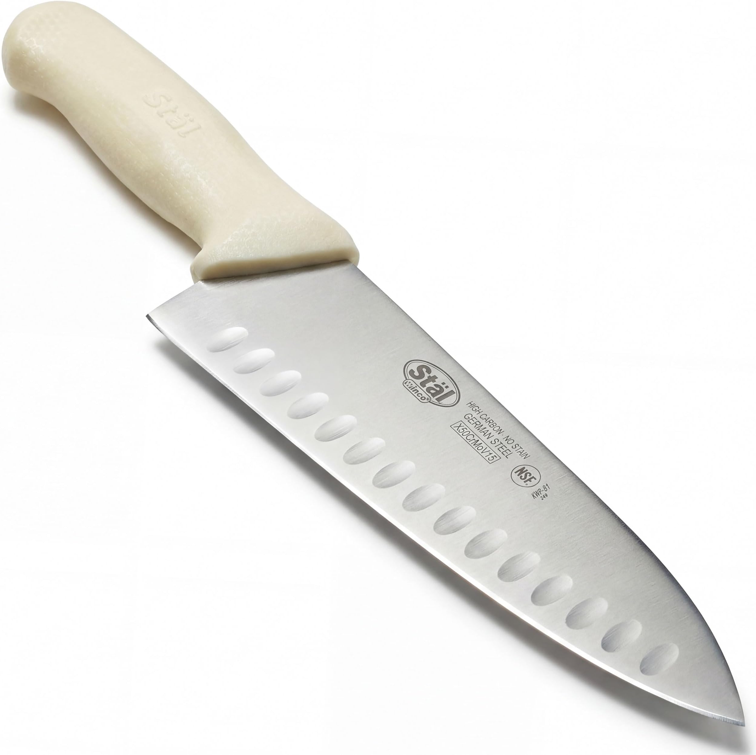 Winco 8" White Hollow Ground Chef's Knife