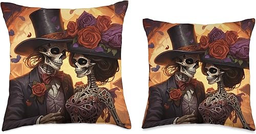 Miniatura 3 de Mexico Holiday Dia De Los Muertos Marigold Flowers La Catrina Women Dia De Los Muertos Latina Sugar Skull Throw Pillow, 18x18, Multicolor
