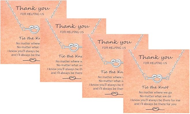 Bridesmaid Gifts - 4/6 Pcs Tie The Knot Necklace Bridesmaid Proposal Gifts, Maid of Honor Wedding Gift, Proposal Jewelry Bridal Party Knot Necklace for Women