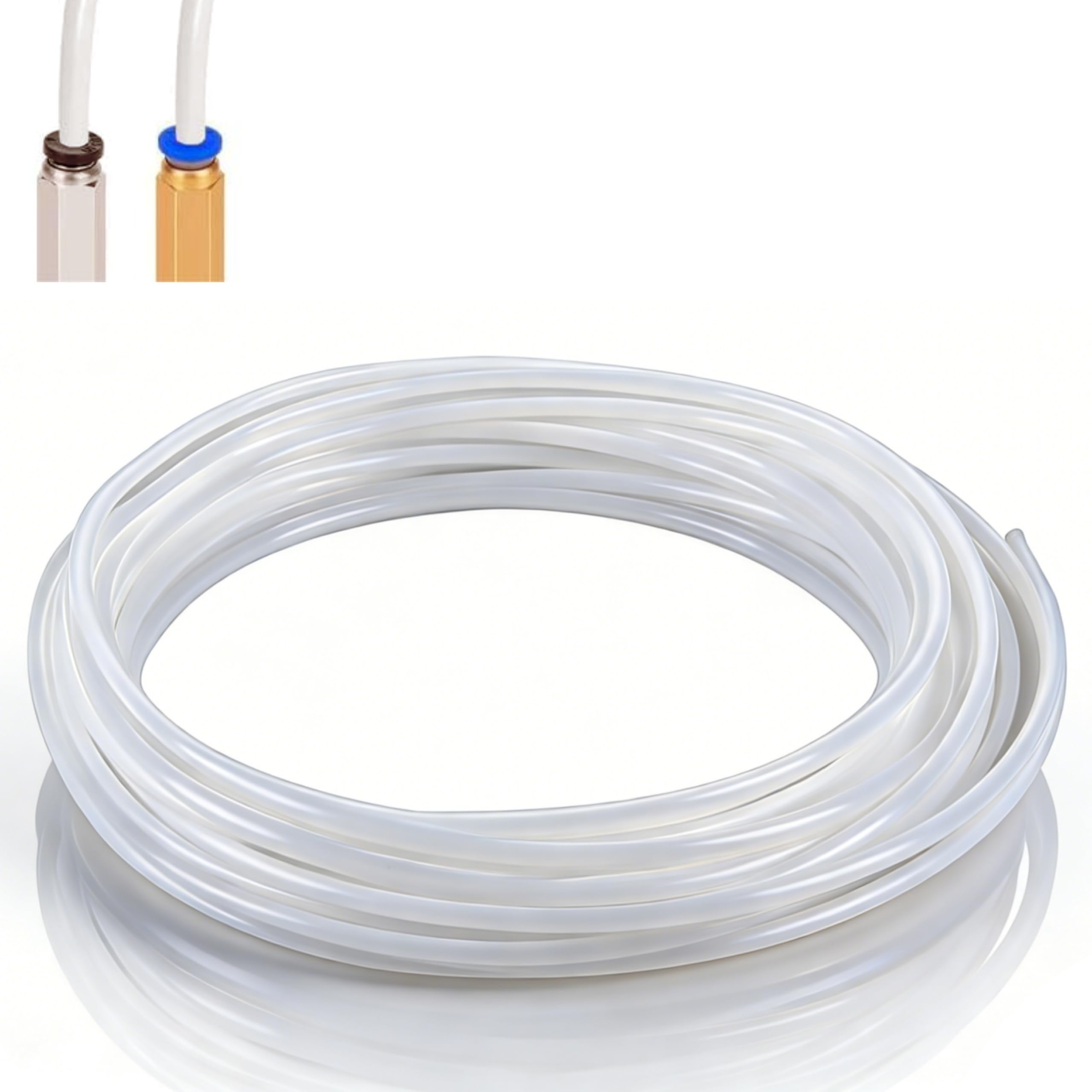 Wąż PTFE 4 m ID × 4 mm OD PTFE Tube do 1,75 mm do Bambu Lab A1/A1 mini/P1P/P1S/X1C, do Creality K1/K1 Max/Ender 3 V3, teflonowa tuba akcesoria do drukarek 3D, biały