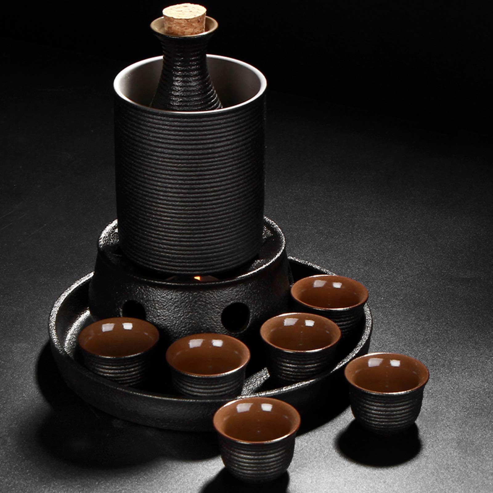 HJKL Sake Set, Sake Cups, Sake, Sake Set and Cups with Warmer, Keep Sake Storage Gift Box, Ideal for Japanese Sake