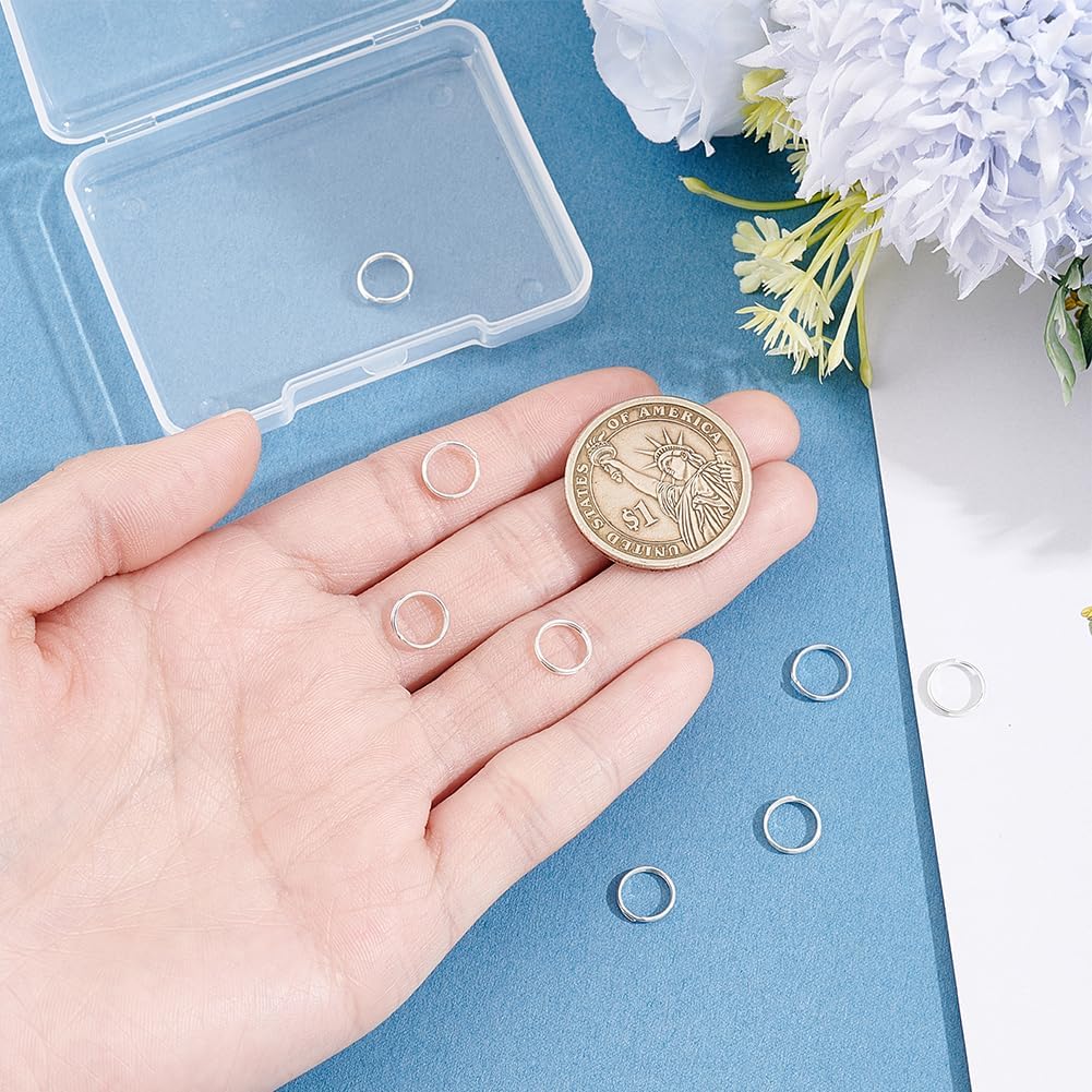 PH PandaHall 8pcs 925 Sterling Silver Split Rings 8mm Small Double Jump Rings Jewelry Connector Rings, Silver Jump Rings for Bracelet Necklace Jewelry Making DIY Crafts Keychains Projects
